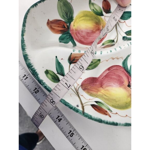 Vintage Italyan Pottery Ceramic Divided Apple Pear Serving Dish Hand Painted - Picture 8 of 8